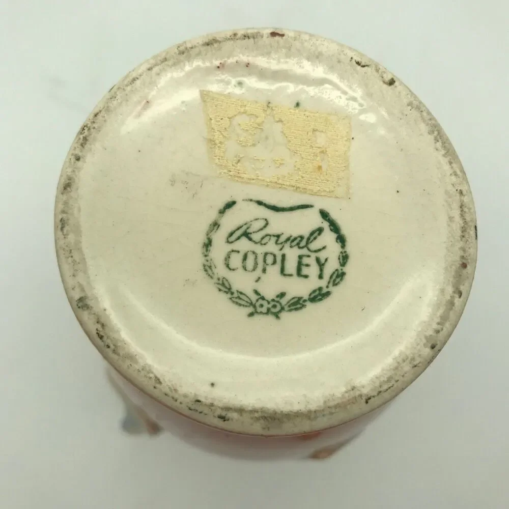 Vintage Royal Copley Pottery Carol's Corsage Pink Blue Floral Relief Vase 7 inch